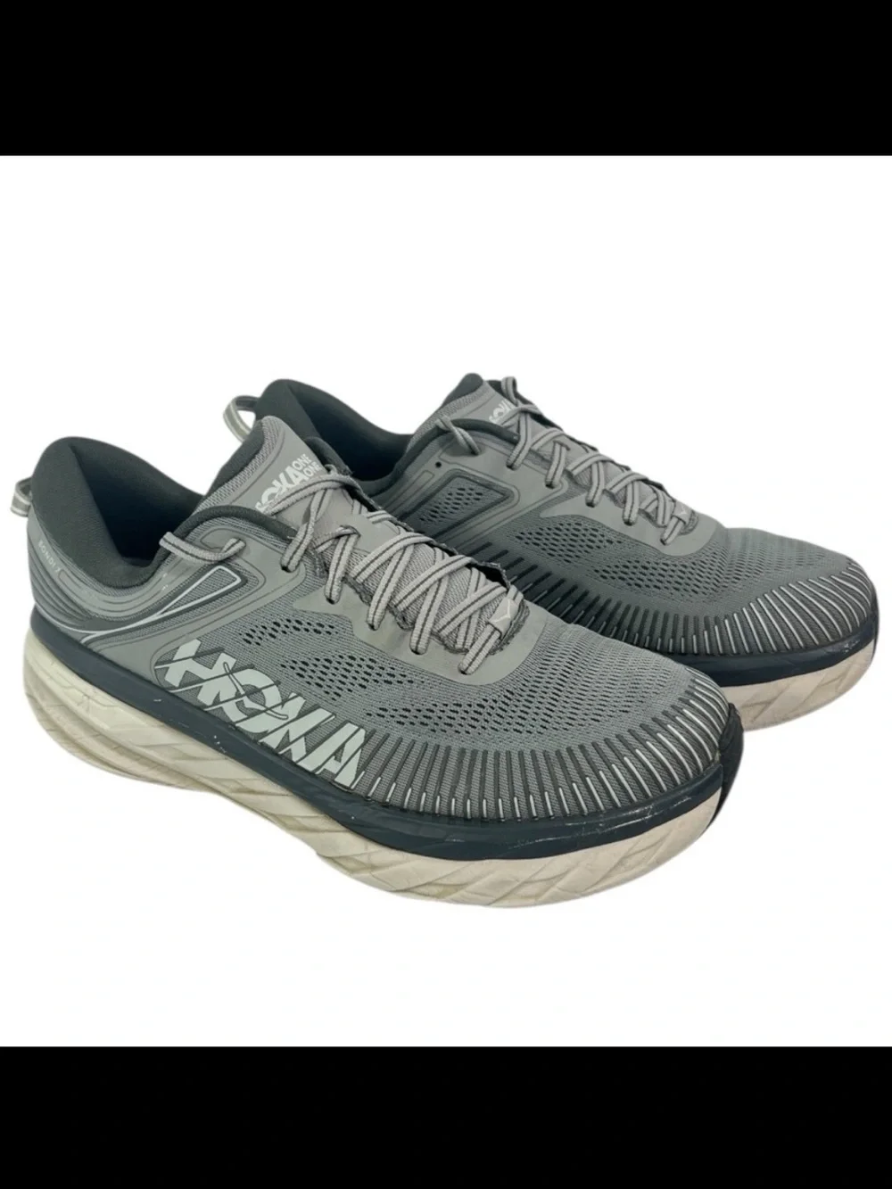 13EE Wide HOKA Bondi 7 Running Trainers/Shoes Gray 1110530 WDDS